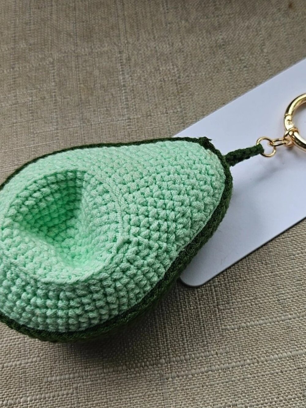 Leith Bag Charm Green Avocado Crochet Gold Tone Hanrd Ware Keychain NWT